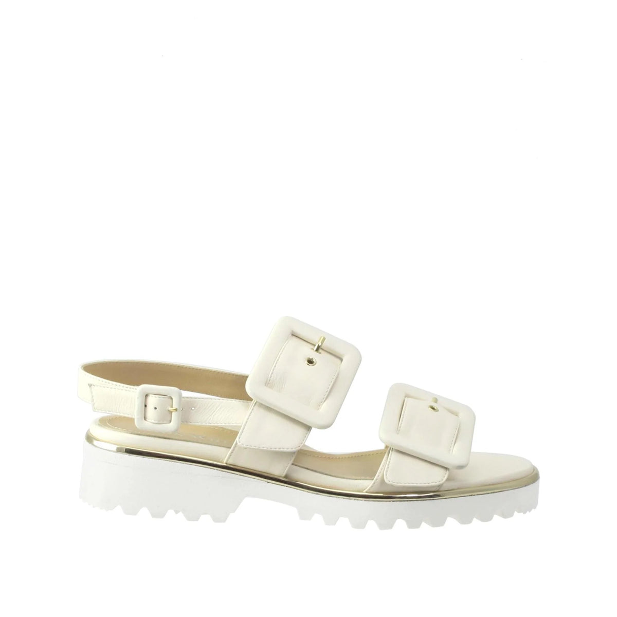 RON WHITE CALLIE SANDLE IN ICE – A Step Above Shoes Ron White x Vibram Carley Python Leather Slides main image 0