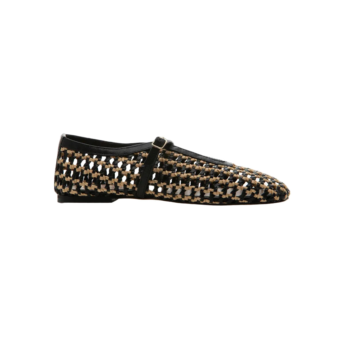 Woven Mary Jane with black and natural raffia colouring