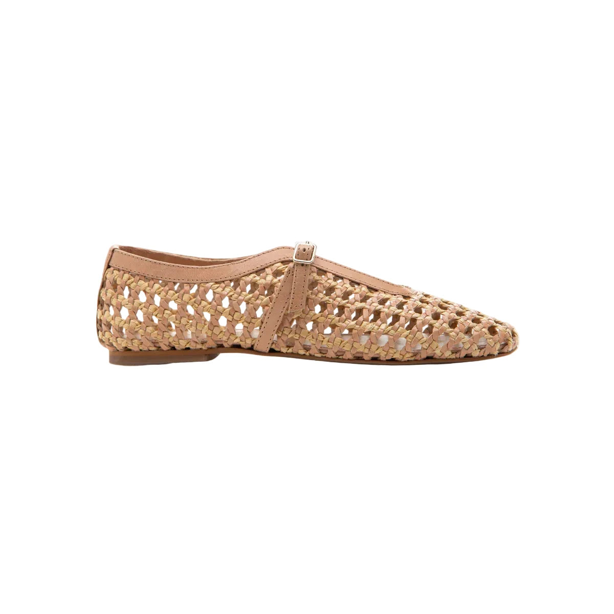 Woven flat shoe on a white background