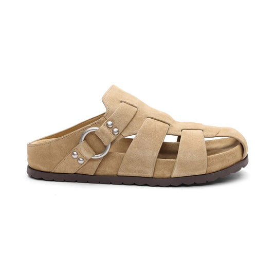 ASH TERRY LEATHER FISHERMAN FOOTBED SANDAL IN BEIGE