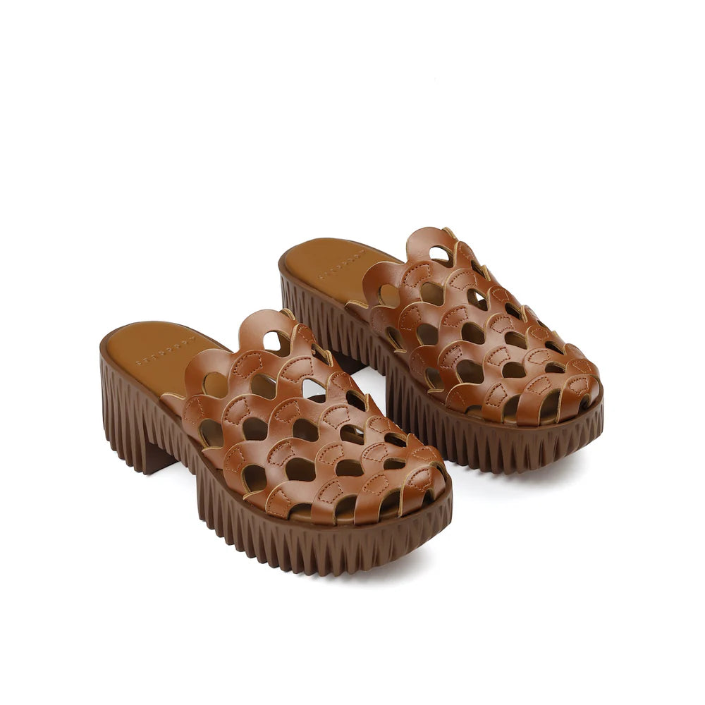 4CCCCEES PLIA WAVE SANDALS IN BROWN OAK