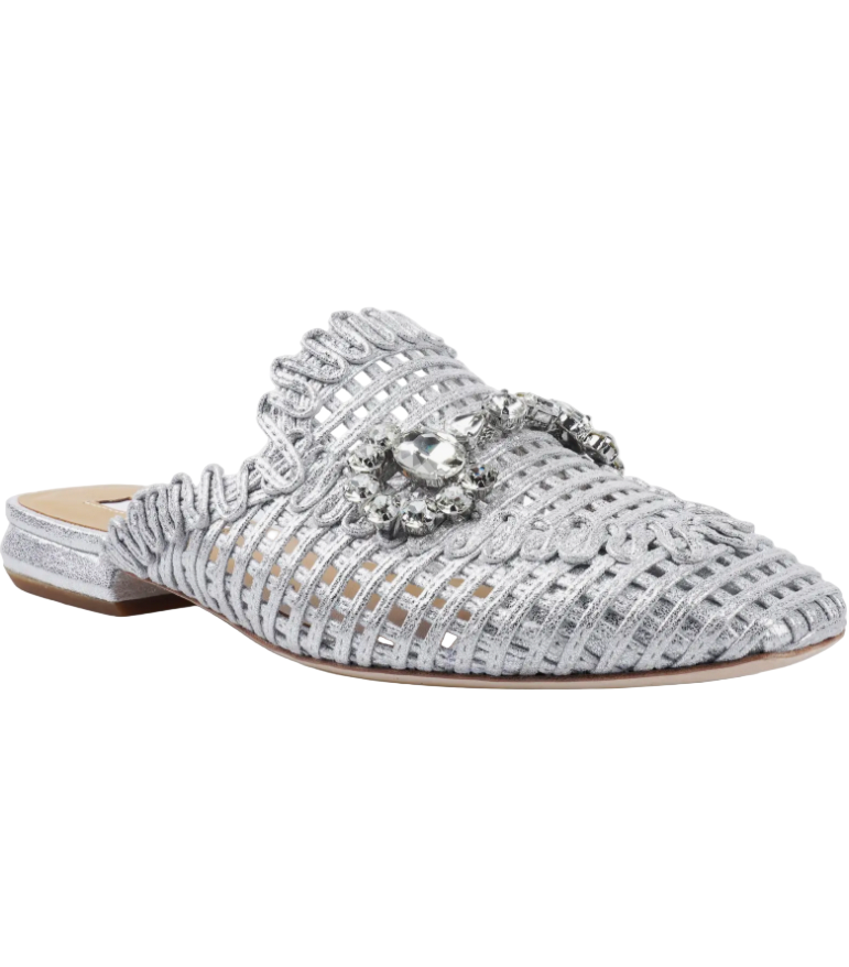 METALLIC LOAFER SLIDE IN SILVER