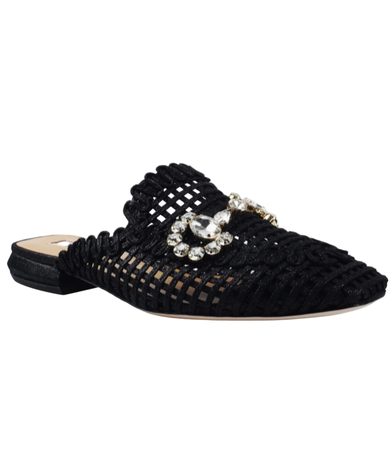 METALLIC LOAFER SLIDE IN BLACK