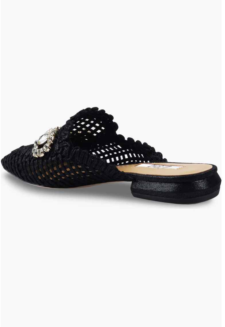 METALLIC LOAFER SLIDE IN BLACK