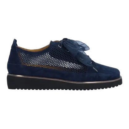 Blue sneaker with a bow on a white background