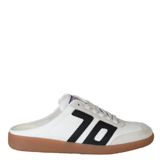 White sneaker with black number 70 on a white background