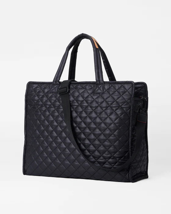 MZ WALLACE BOX LARGE TOTE IN BLACK REC