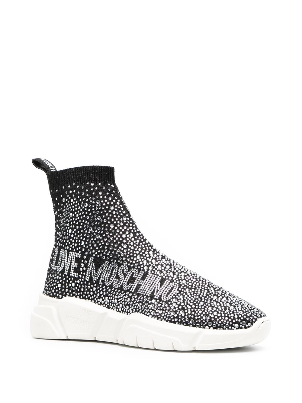 LOVE MOSCHINO CRYSTAL EMBELLISHED SLIP ON SNEAKERS