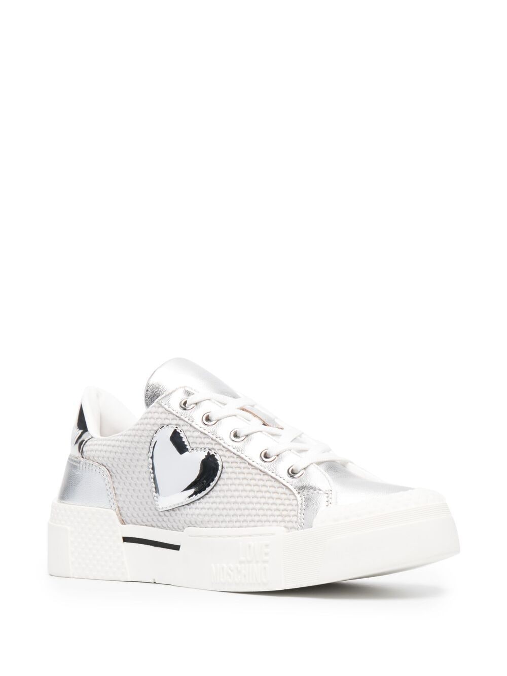 LOVE MOSCHINO SILVER SIDE HEART PATCH SNEAKER