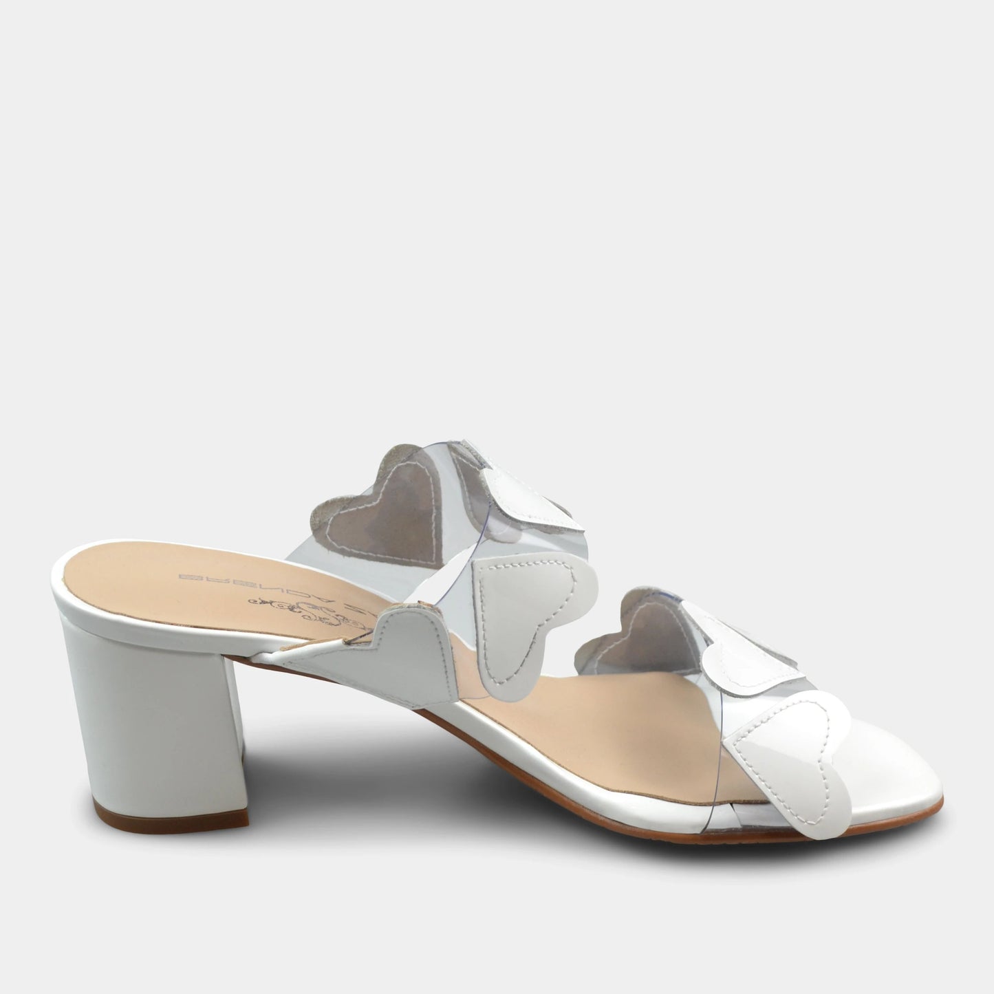 BRENDA ZARO T3589 HEARTS SLIDE IN WHITE