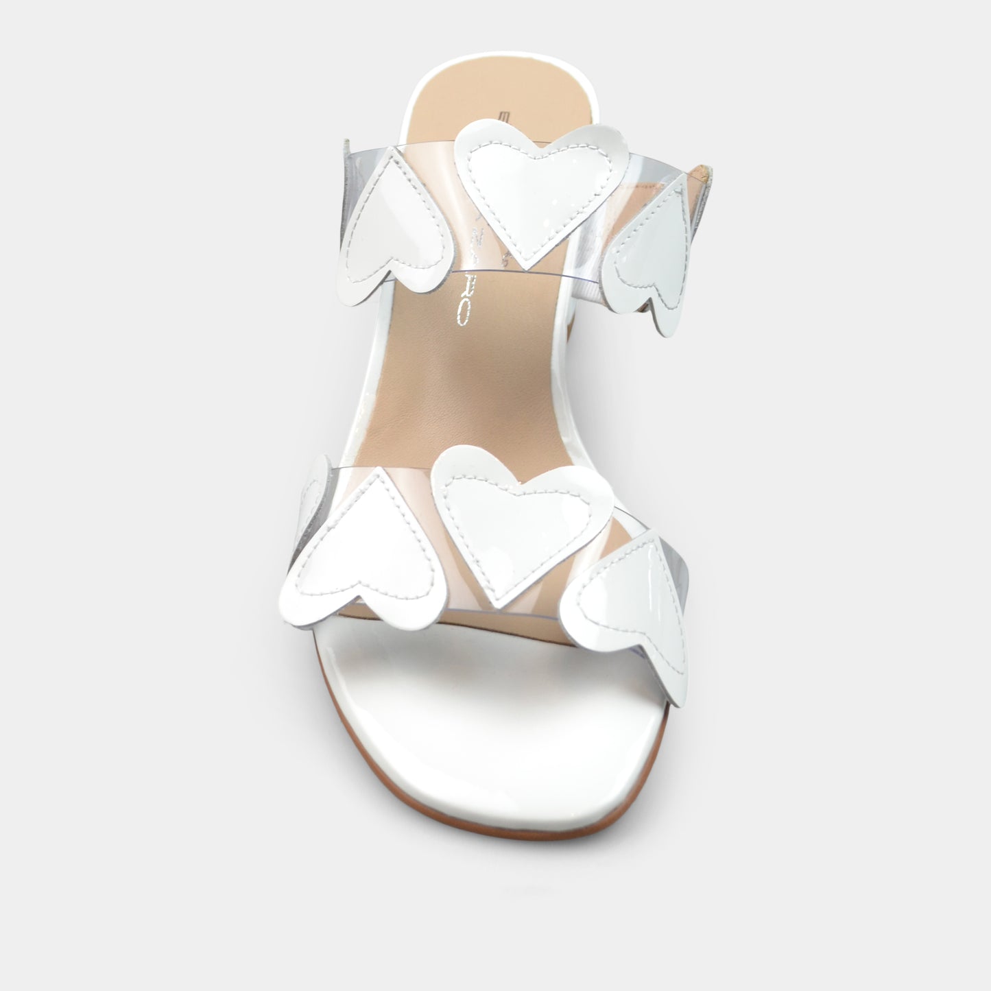 BRENDA ZARO T3589 HEARTS SLIDE IN WHITE