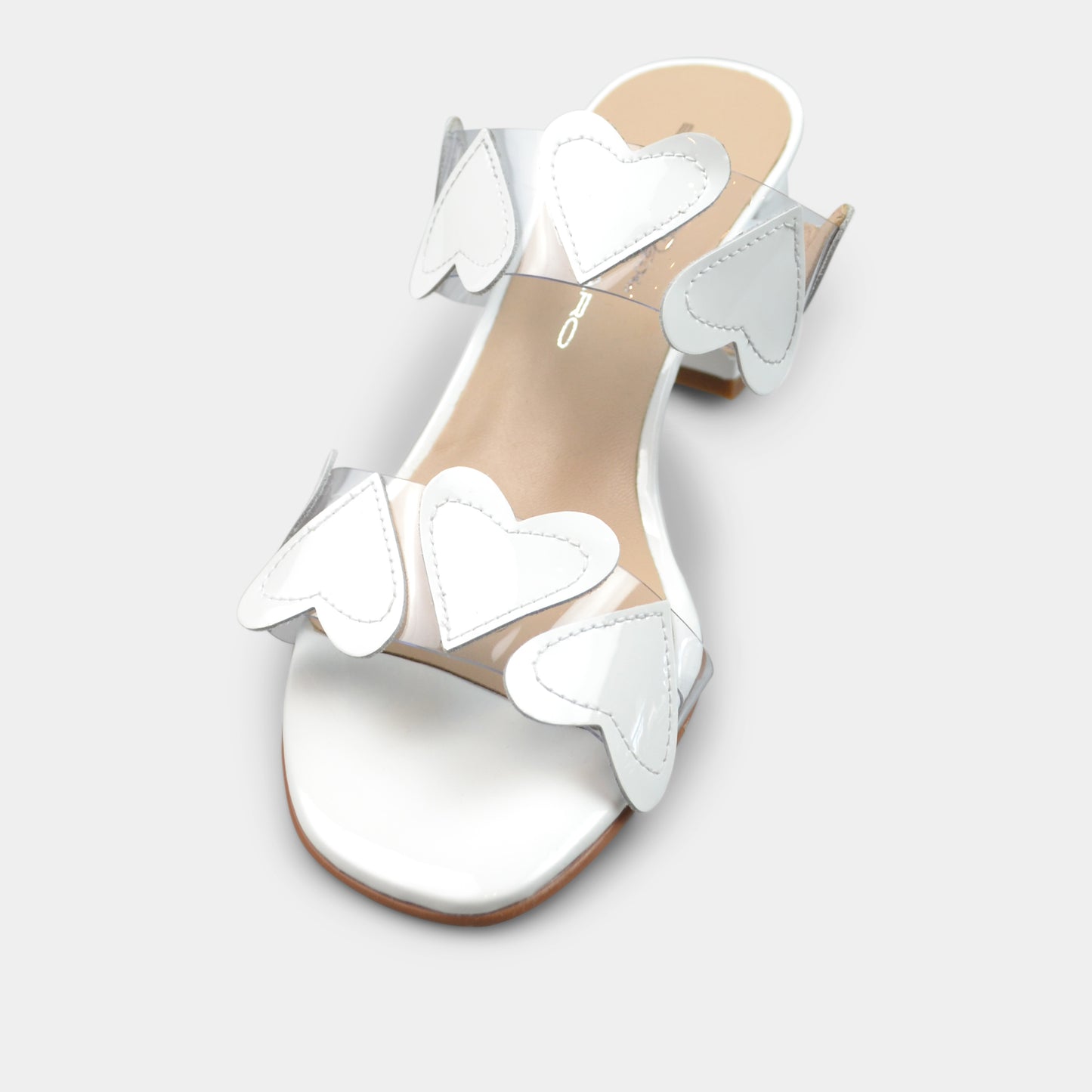 BRENDA ZARO T3589 HEARTS SLIDE IN WHITE