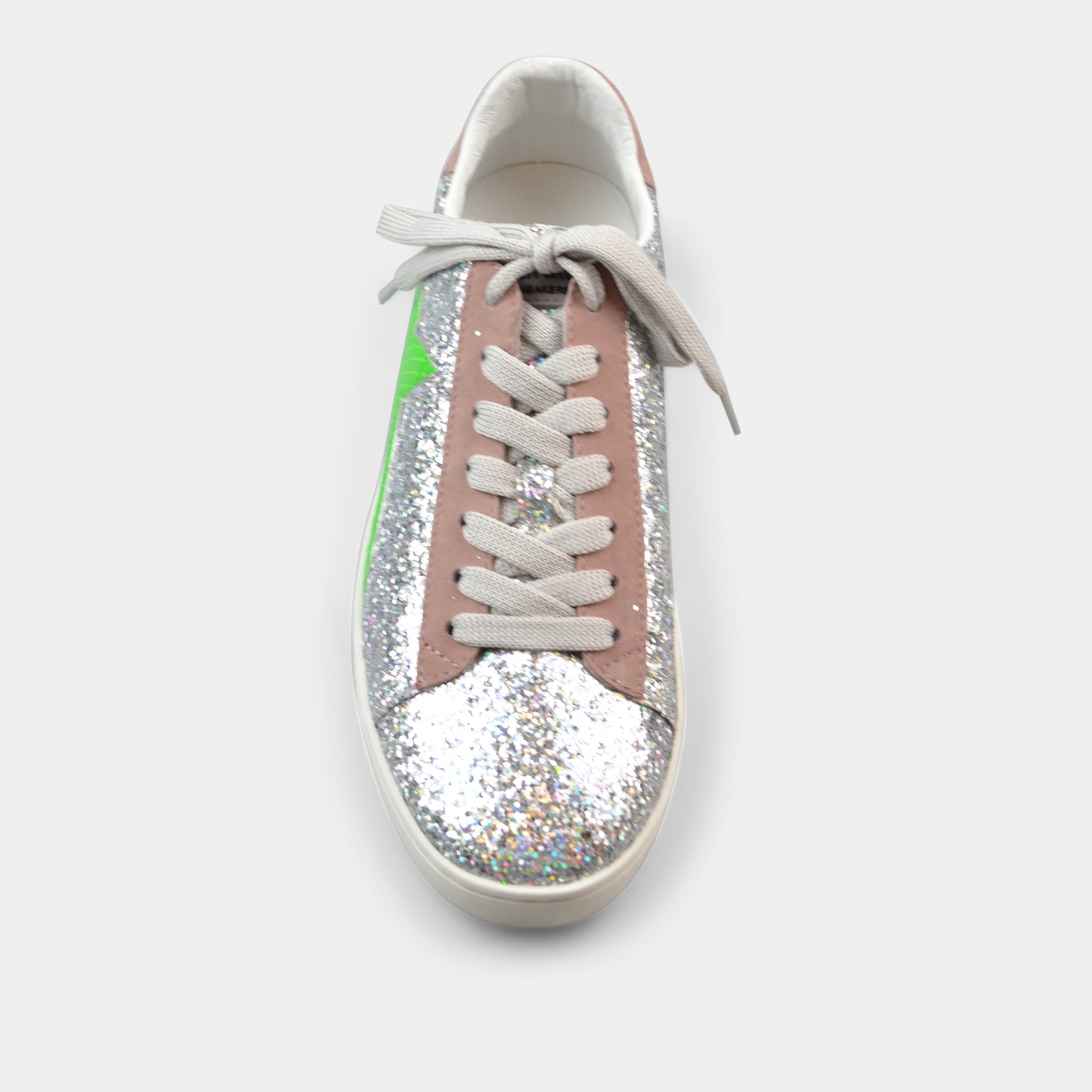 LOLA CRUZ SNEAKER NORMA IN SILVER WITH STAR DETAIL