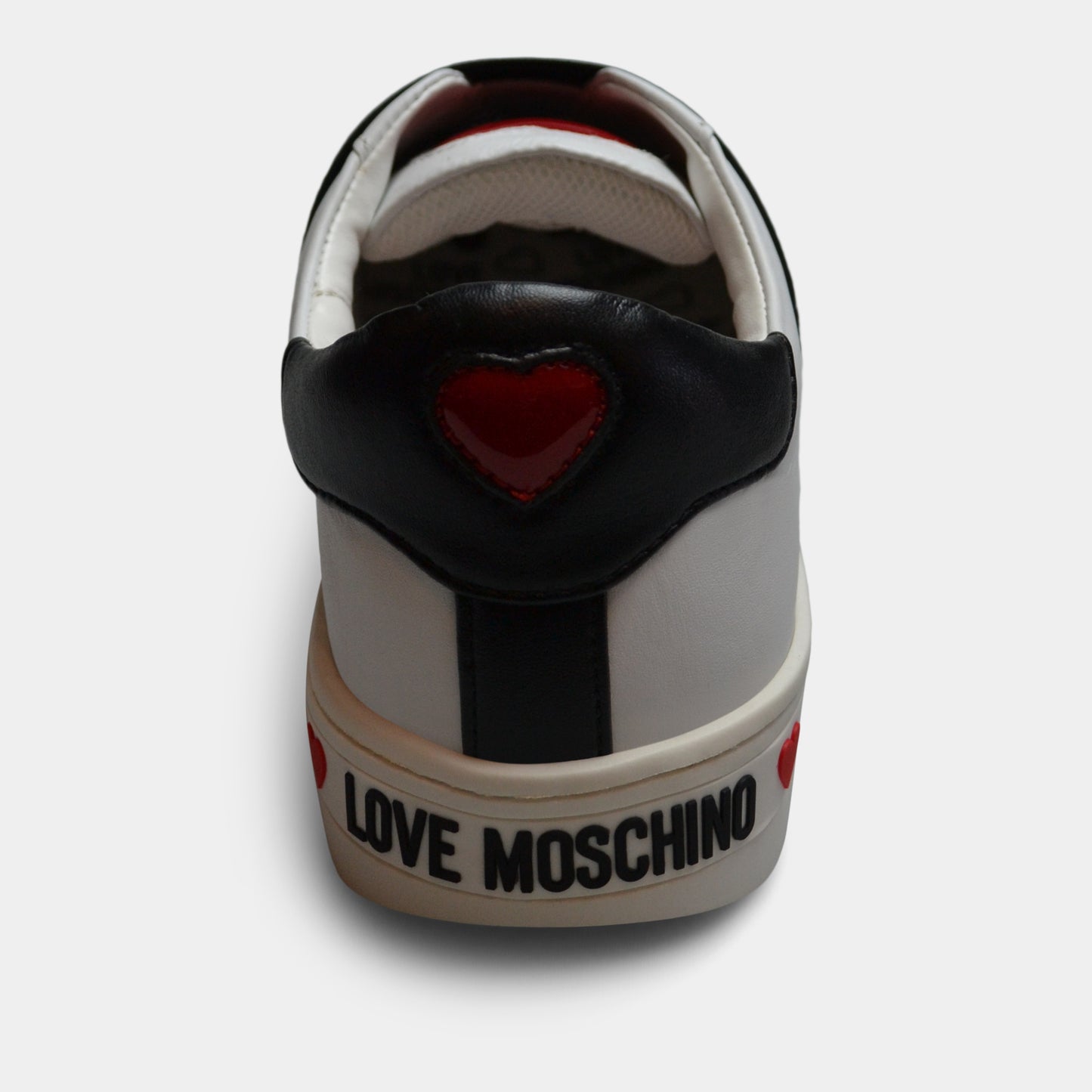 LOVE MOSCHINO SNEAKER IN WHITE WITH BLACK DETAIL