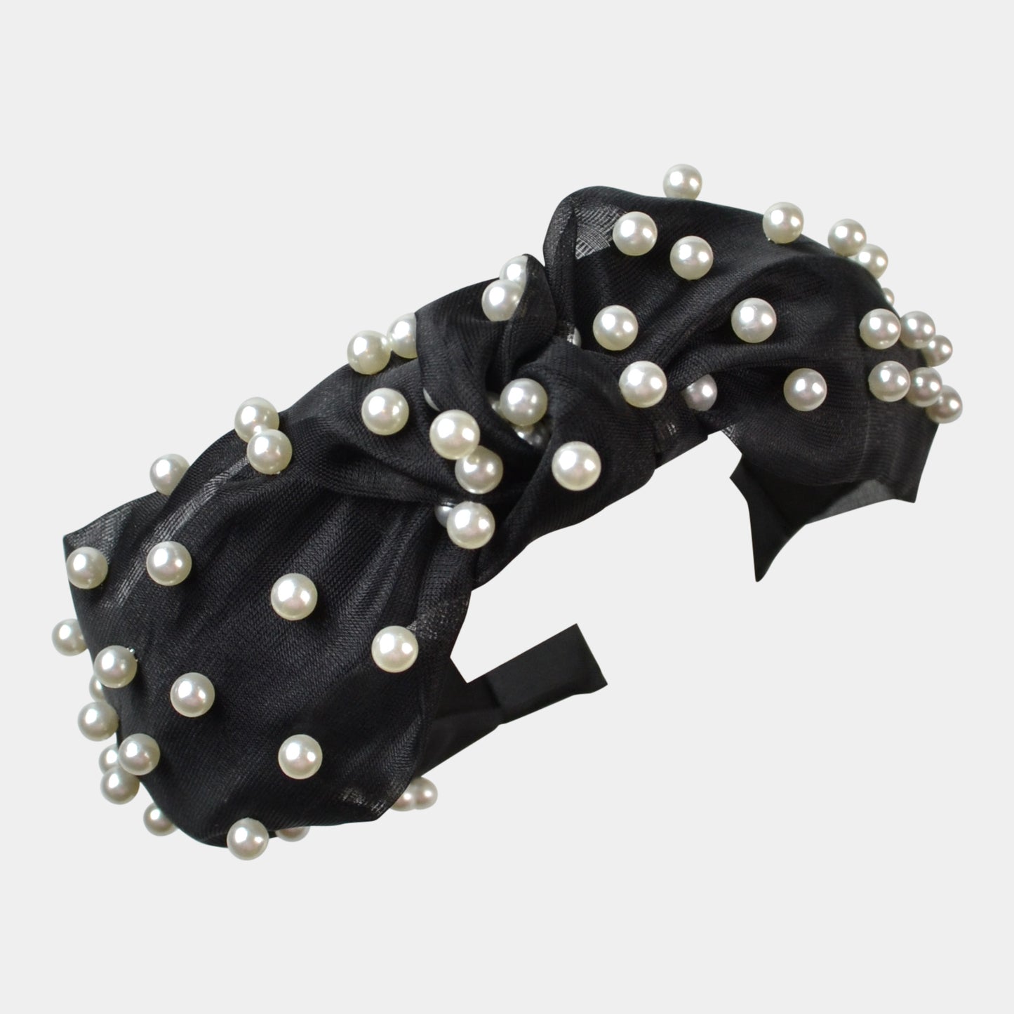 FASHION BY A STEP ABOVE HEADBAND IN BLACK WITH PEARLS