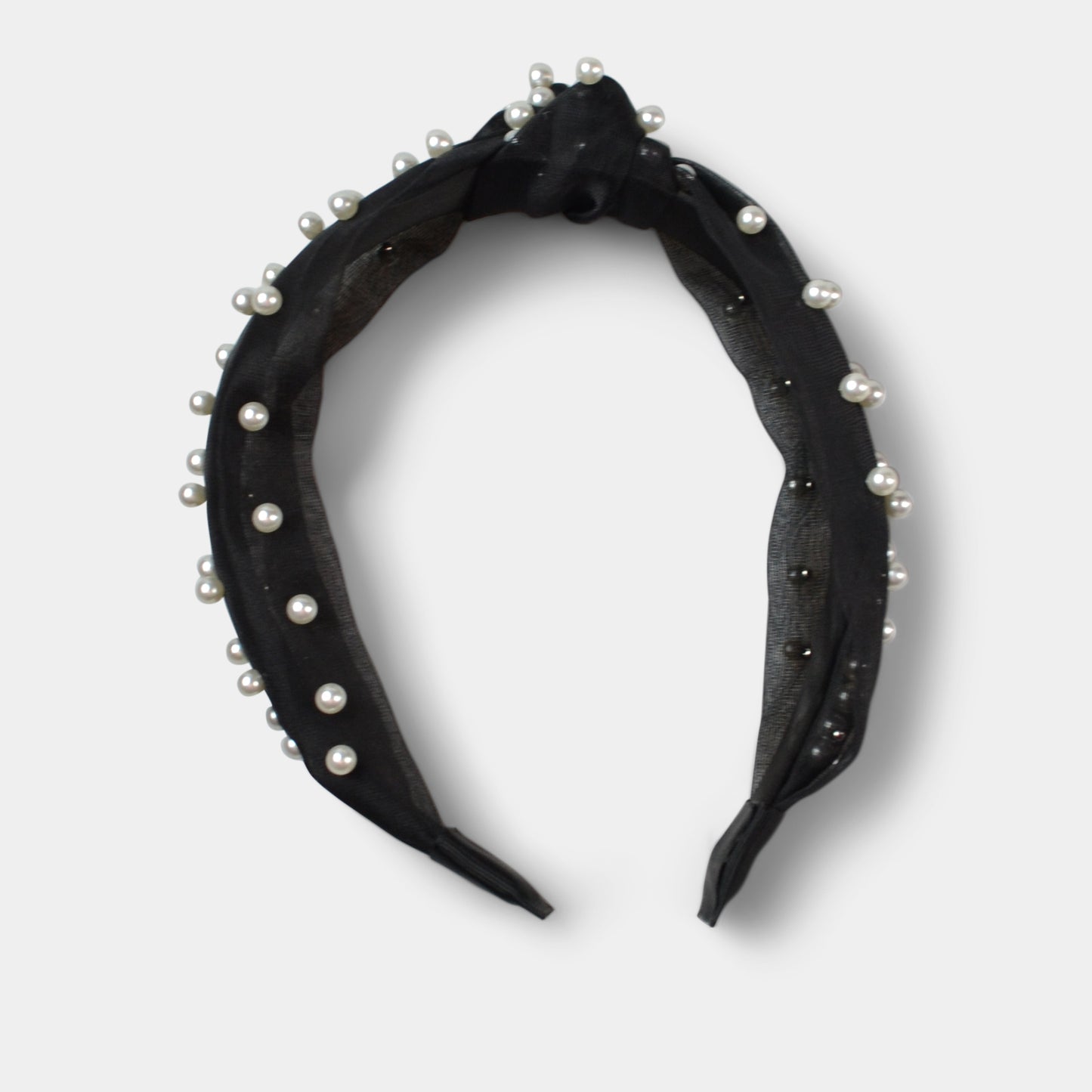 FASHION BY A STEP ABOVE HEADBAND IN BLACK WITH PEARLS