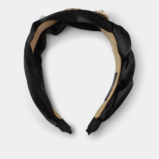 FASHION BY A STEP ABOVE HEADBAND IN BLACK WITH GOLD ACCENT
