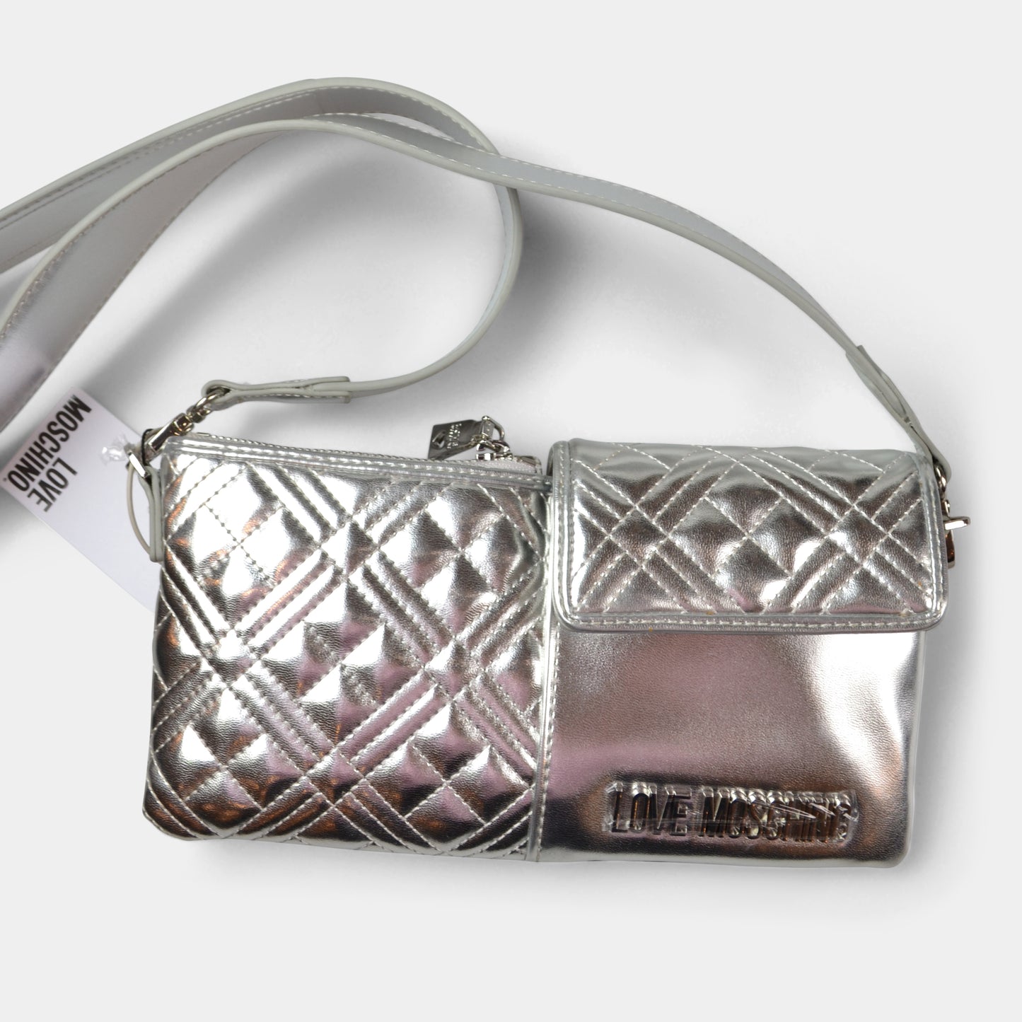 LOVE MOSCHINO SILVER FANNY PACK