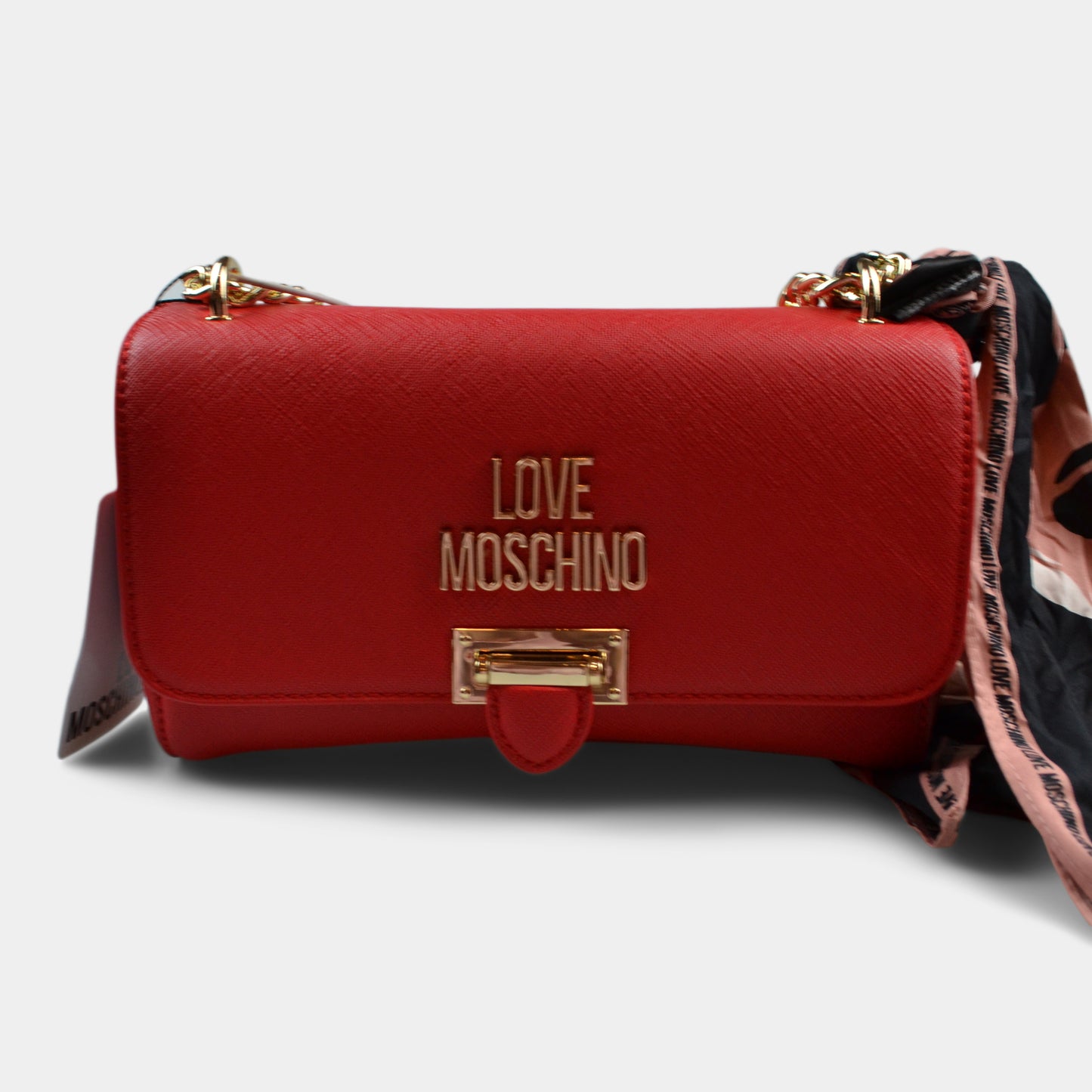 LOVE MOSCHINO SHOULDER BAG WITH LOGO IN RED