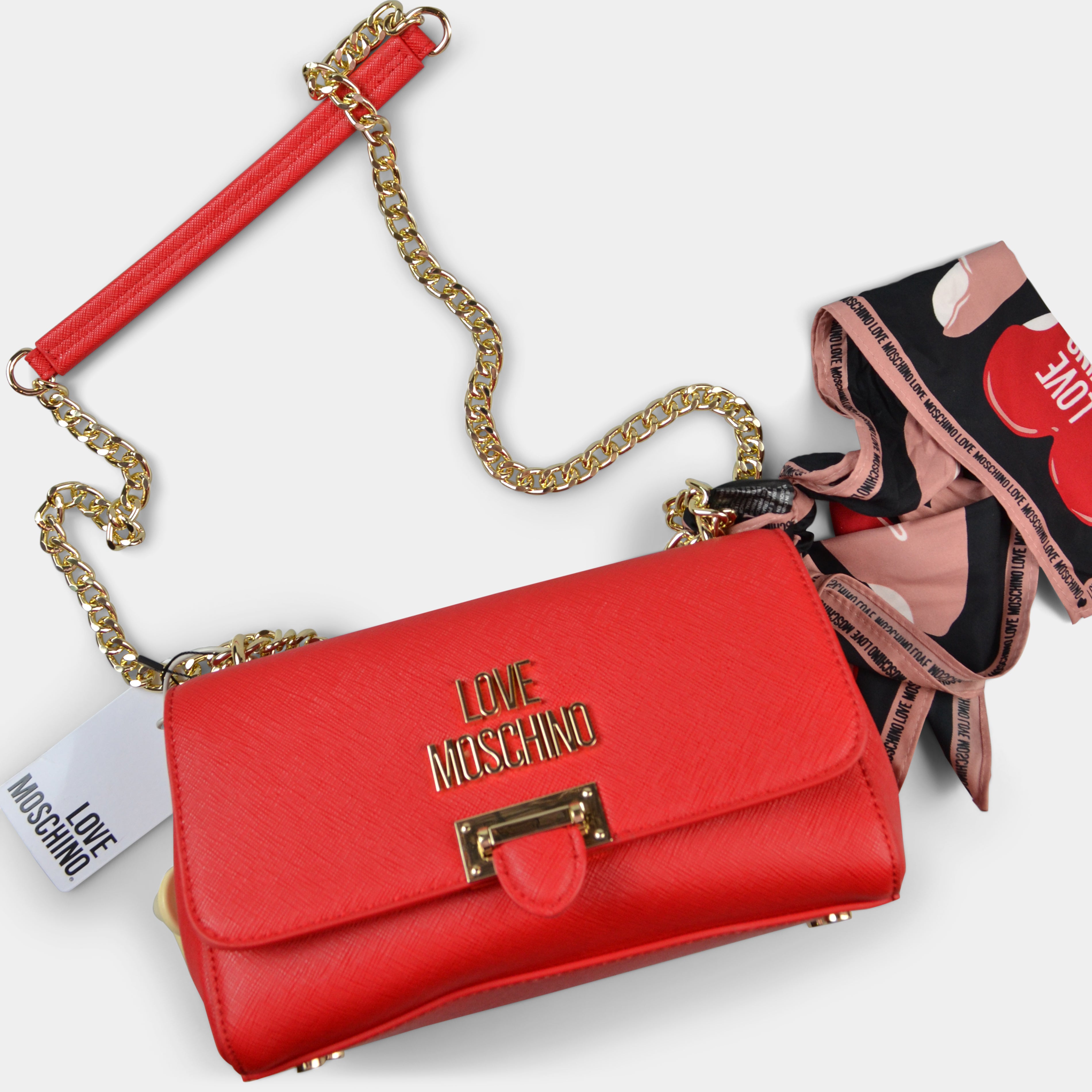 Love Moschino / pink small bag with heart studs - GALANI BOTTEGA