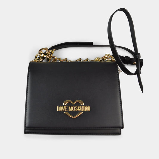 LOVE MOSCHINO SHOULDER BAG HEARTS CHAIN IN BLACK