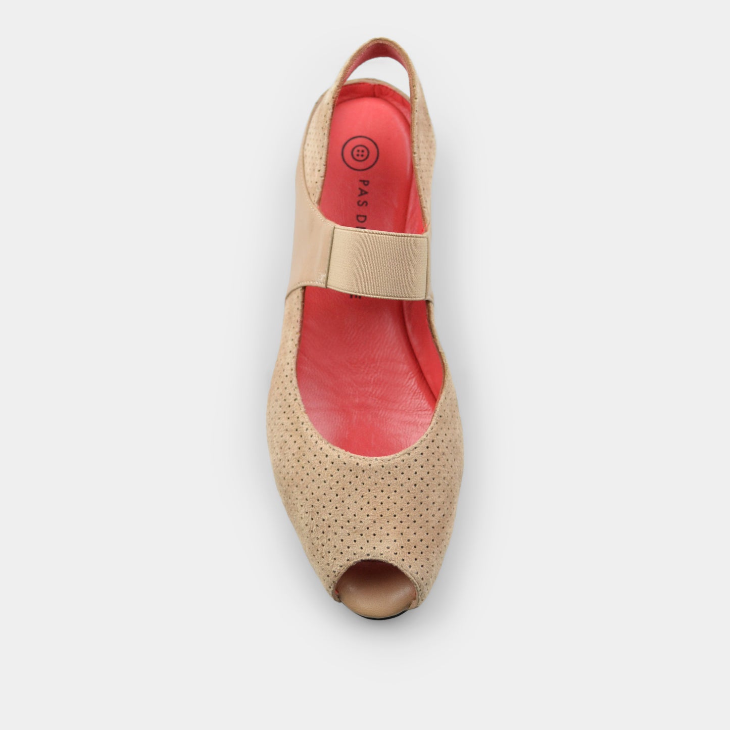 PAS DE ROUGE SILVIA SLING BACK WEDGE IN BEIGE