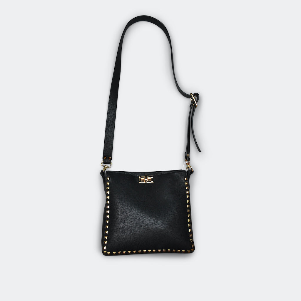 FASHION BY A STEP ABOVE BLACK SIDE BAG WITH STUDS