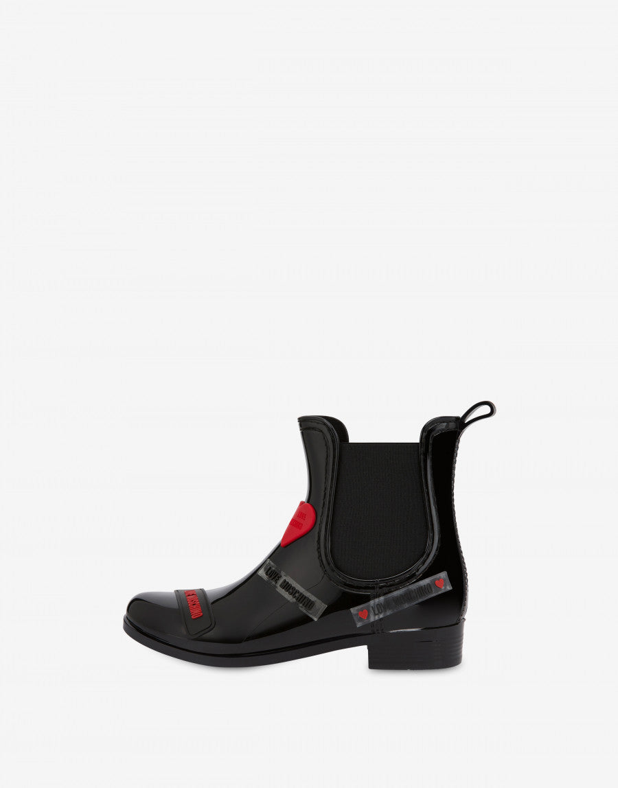 LOVE MOSCHINO RAIN ANKLE BOOTS LOVE TAG IN BLACK