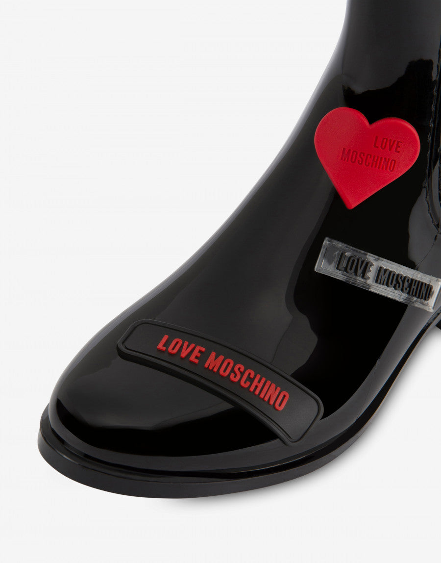 LOVE MOSCHINO RAIN ANKLE BOOTS LOVE TAG IN BLACK