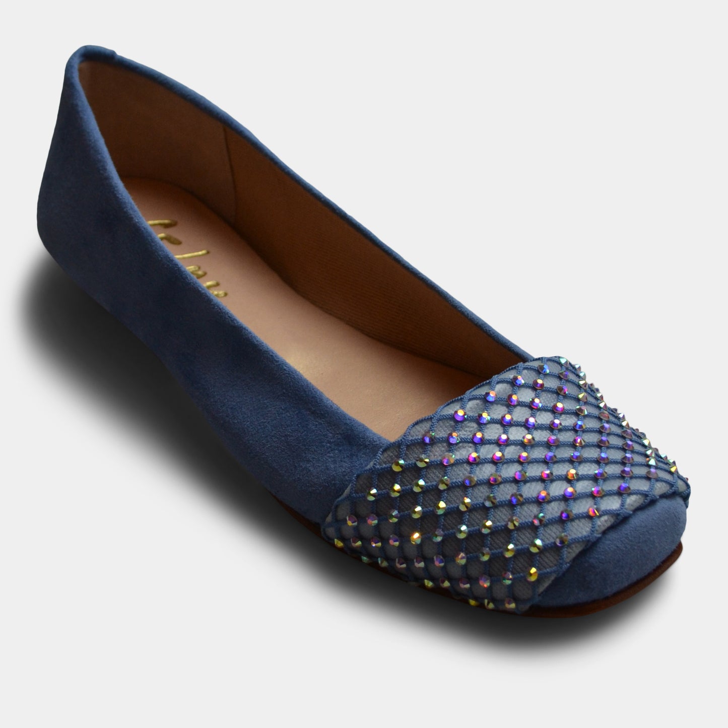 FRENCH SOLE SUEDE FLAT IN BLUE